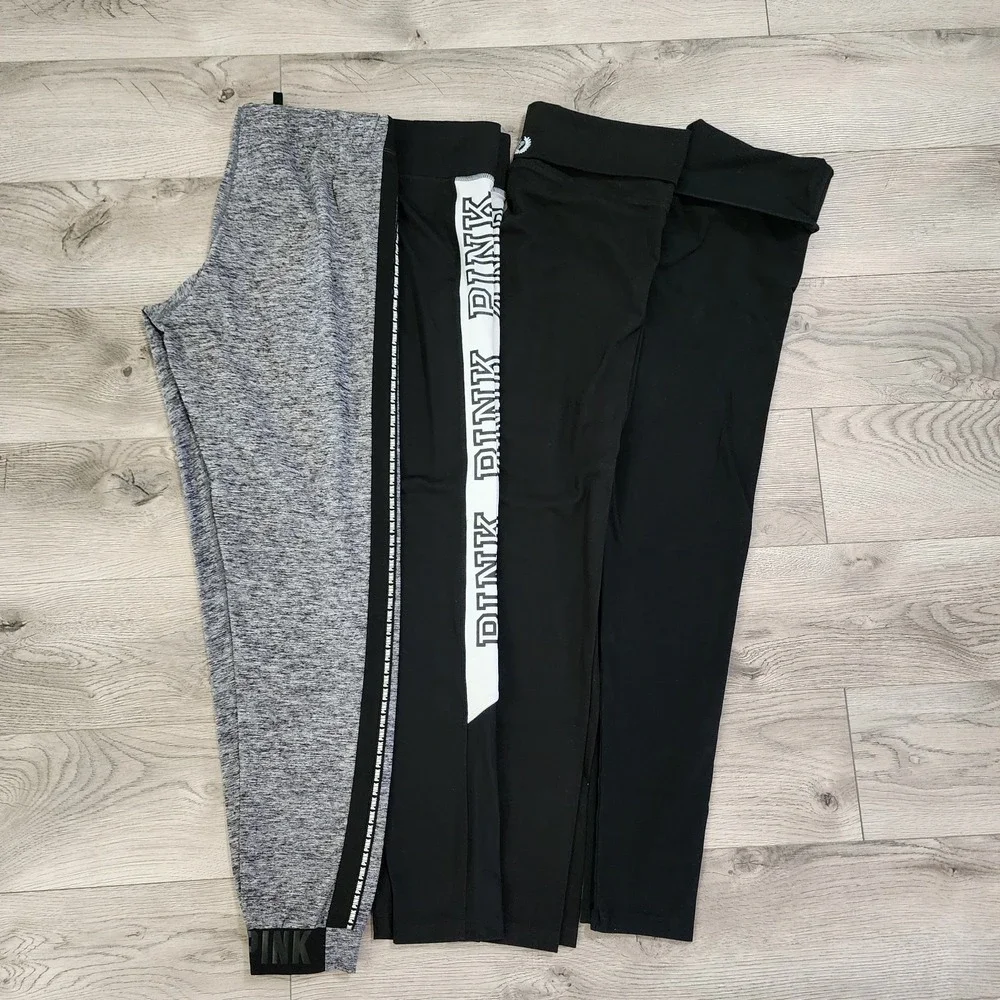 Victoria‎ Secret PINK Women's Leggings Medium Mixed Lot 4 Pairs BlackREAD